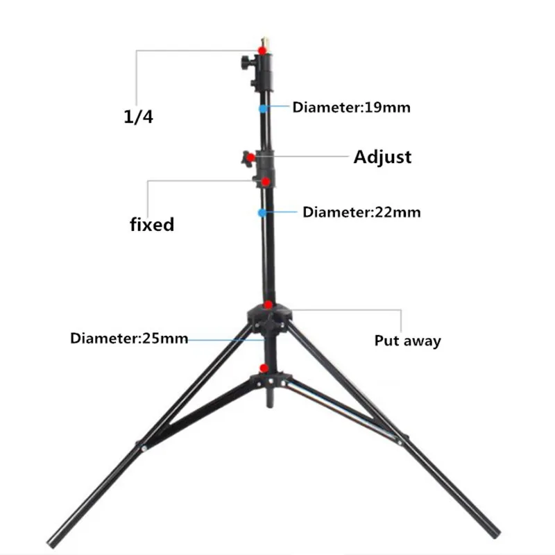 Studio supplies 304 2m light stand stand 1/4 screw head tripod spring light for Flash Photography Softbox LED