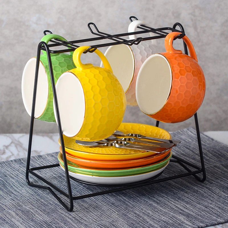 

Ceramic Coffee Cup Saucer Set European-style Ceramic afternoon tea Cup Creative cute color coffee mug tea cup set home decor