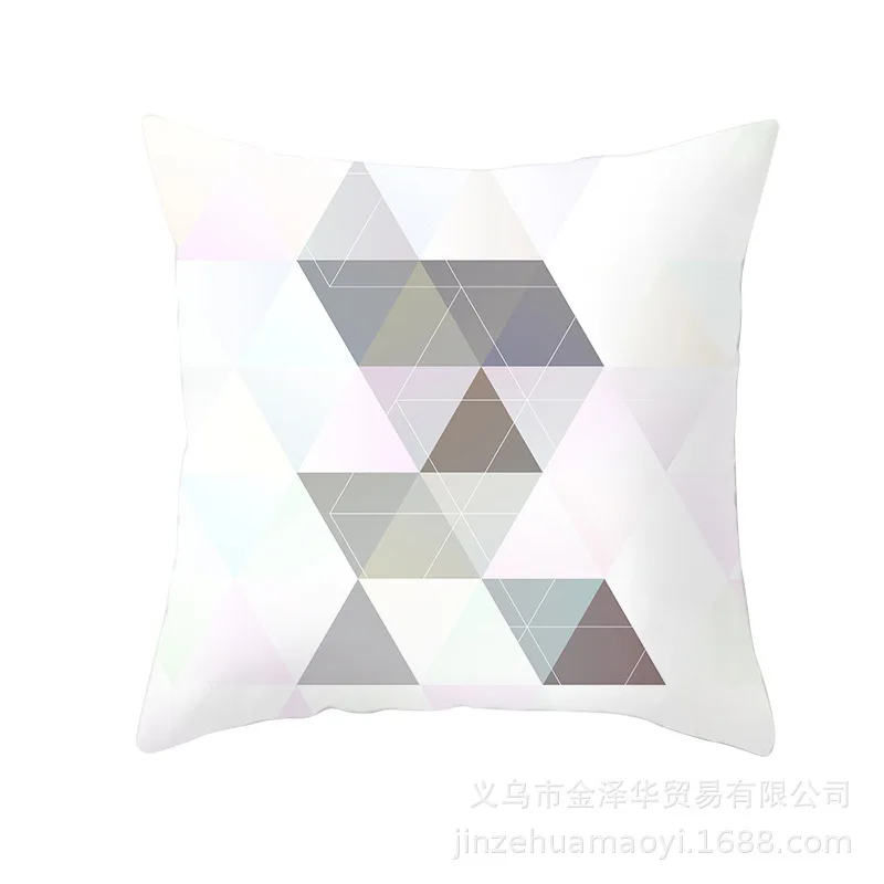 Modern Concise Pillow Cover Case Office Cushion Set Pink Colour Geometry Printing Decoration Home Furnishing Articles - Цвет: 7