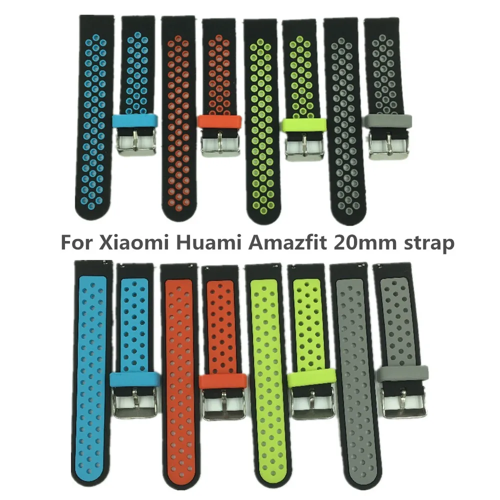 Двойной силиконовый сменный ремешок для умных часов Amazfit Youth Xiaomi Huami Bip BIT PACE Lite |