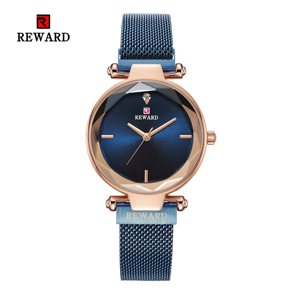 Роскошные Брендовые женские магнитные наручные часы черные миланские петля сетчатый ремешок наручные часы модные часы под платье со стразами часы - Цвет: Blue