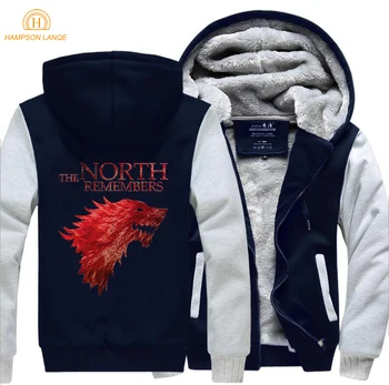 

The North Remembers Game Of Thrones House Stark Brand Hoodie Men 2019 New Spring Winter Jackets Fleece Sweatshirts Thicken Hoody