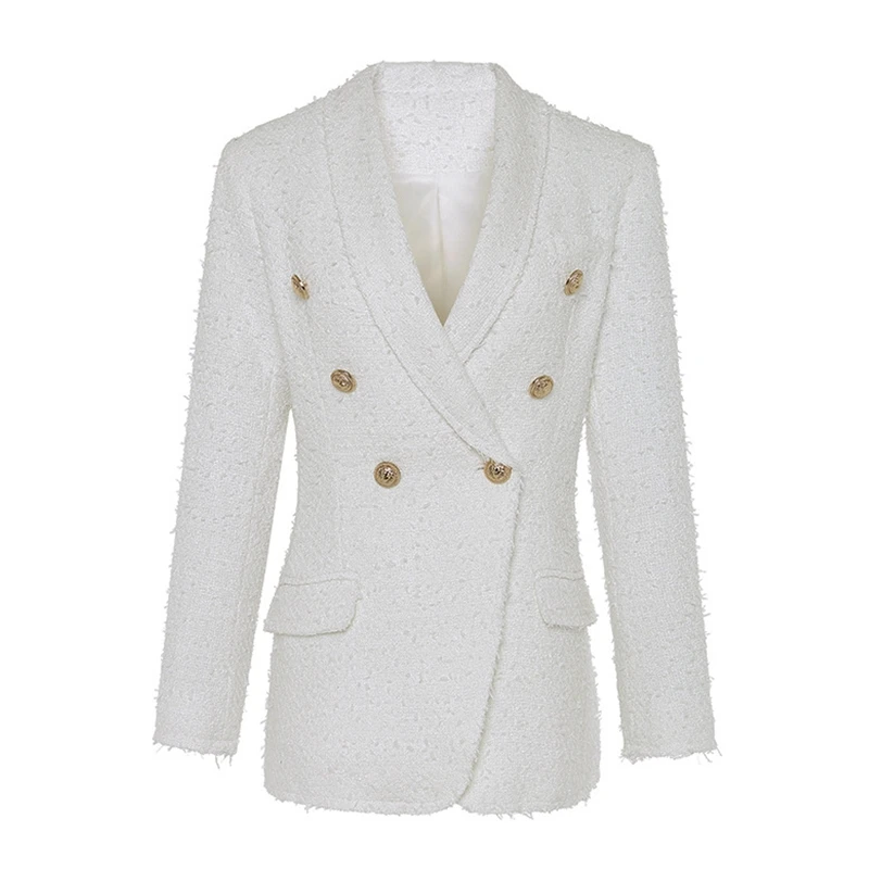 

2019 autumn and winter women's jacket metal lion head buckle double-breasted suit fashion office lady commuter casual suit B149