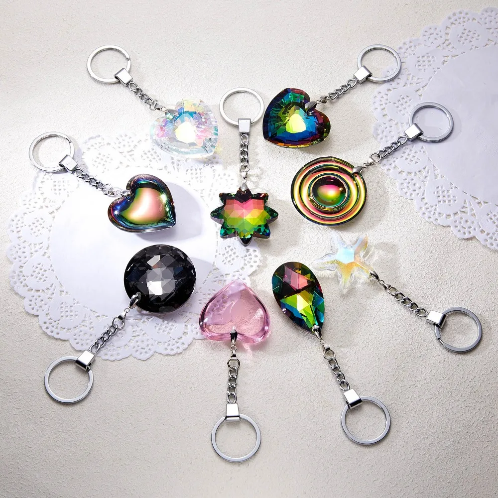 

Rinhoo Popular Colorful Heart/Star/Water Drop/Round Crystal Key Chain Fashion Jewelry Accessories Gift For Women
