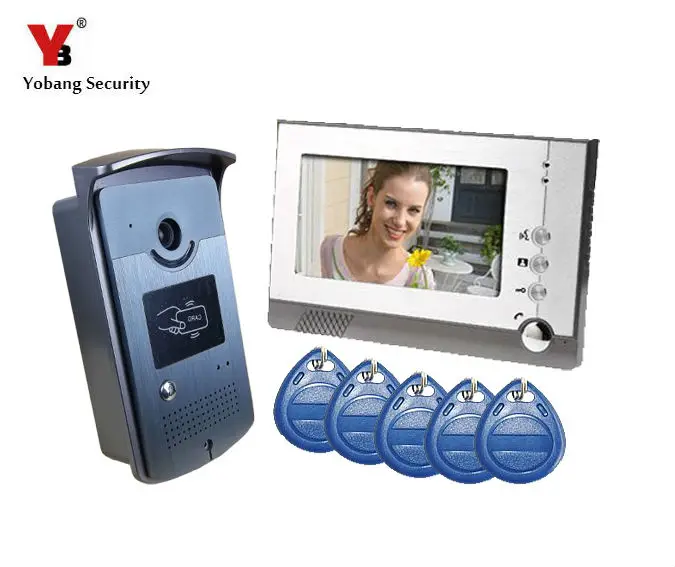 

YobangSecurity 7 Inch Color LCD Video Door Phone Doorbell Intercom Entry System Kit 1-Monitor 1-Camera ,Support RFID Card