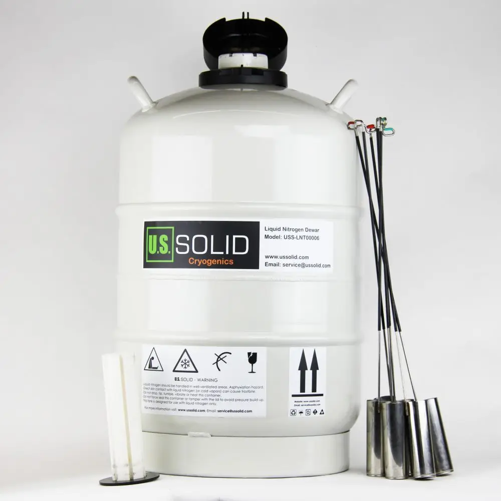 U.S. Solid 30 L Liquid Nitrogen Cattle Semen  Cryogenic LN2 Tank Dewar with 6 Canisters CE