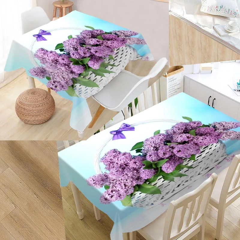 Скатерть под заказ настенная Водонепроницаемая квадратная сиреневая с