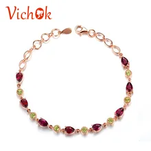 VICHOK гранат Хризолит браслет из стерлингового серебра 925 пробы цепочка из натурального камня регулируемые браслеты Роскошные Ювелирные изделия Подарки для женщин