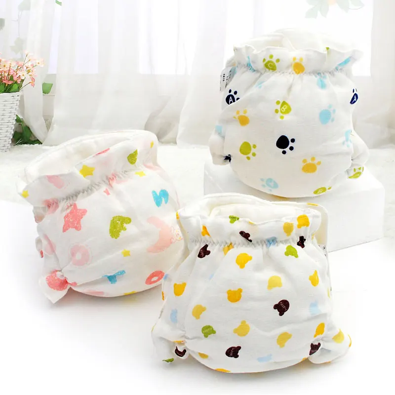 Baby Printed Cotton Gauze Diaper Pants Cloth Diapers for Newborn