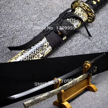 

Nice Leather Sheath Japanese Samurai Katana Sword Full Tang High Carbon Steel Blade Very Sharp Can Cut Paper/Bamboo