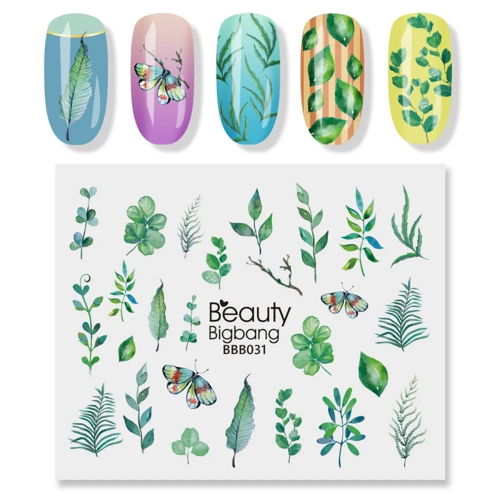 BeautyBigBang Nail Art sticker s Зеленый Кактус в горшках алоэ изображения маникюрный Водные Переводные картинки наклейки для ногтей художественные украшения обертывания BBB035 - Цвет: 31