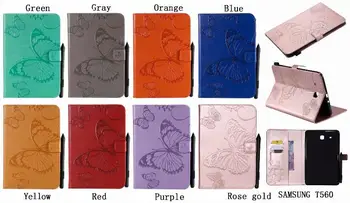 

Butterfly print Protective Case for Samsung T560 tablet PC For Samsung Galaxy Tab E 9.6 T560 T561 Folding Flip Stand Cover +Pen