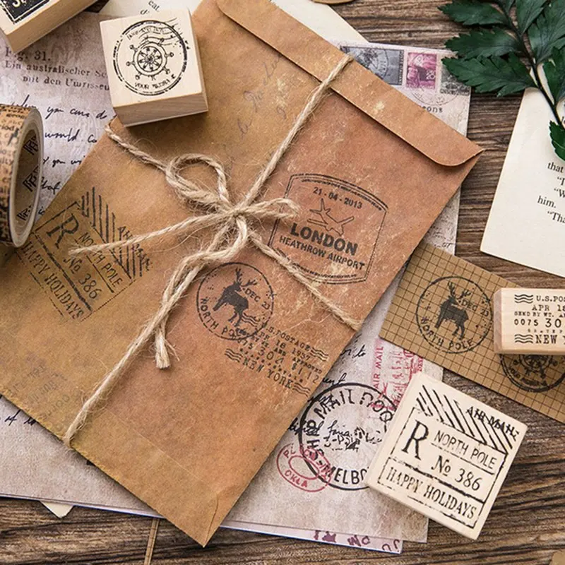1 шт. креативный почтовый штамп в стиле ретро серия Деревянный diy Ручная деколь