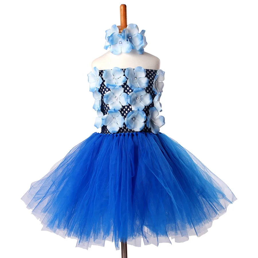 Elegant Floral Girls Tutu Dress with Pearl Centers for Wedding Birthday Party or Photo Shoot Children Flower Tulle (4) - 
