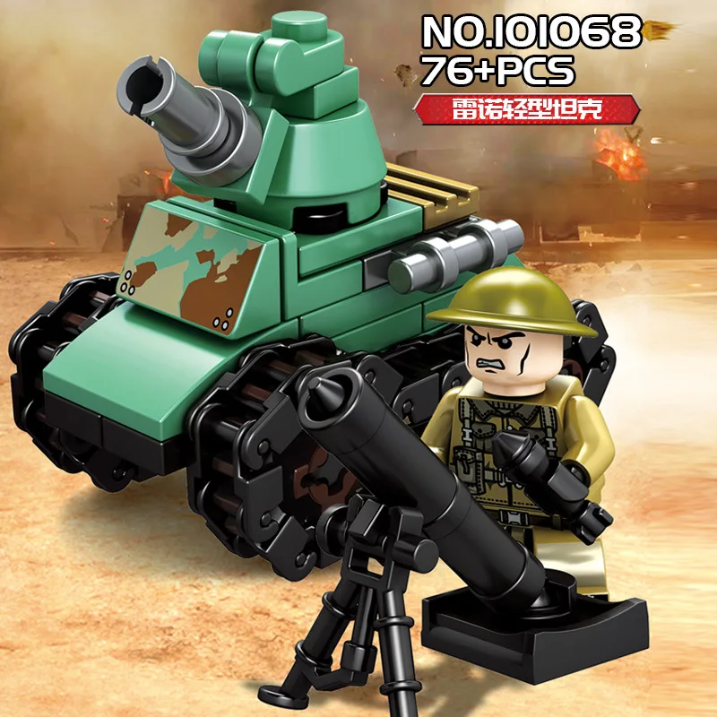 

16in1 Military Empires of Steel Tanks Army Force Set Building Blocks Model Compatible legoings WW2 With Weapons Toy For Children