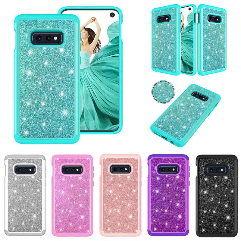

For Samsung Galaxy S10 Plus Case Powder Diamond 2 in 1 PC+TPU Hybrid Crystal Silicone Cover Shell for Samsung S10 Lite S10E