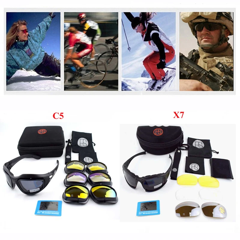 Outdoor Tactical Glasses X7 C5 Polarized Army Military Goggles Airsoft Shooting Glasses Hunting Sport Protection Sunglasses Men