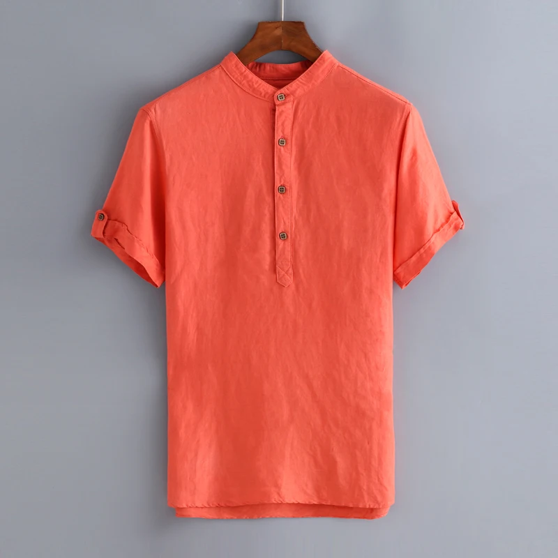

New design summer linen shirts men brand fashion men shirt cotton flax short sleeve shirt mens solid casual shirts male camisa