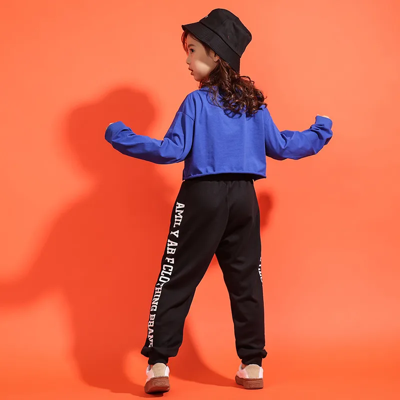 Children's Jazz Dance Costumes Set Korean Hip-hop Dancing Outfits Girls Vest Striped Pants Long Sleeve  Suit Jazz Dance Clothing (11)
