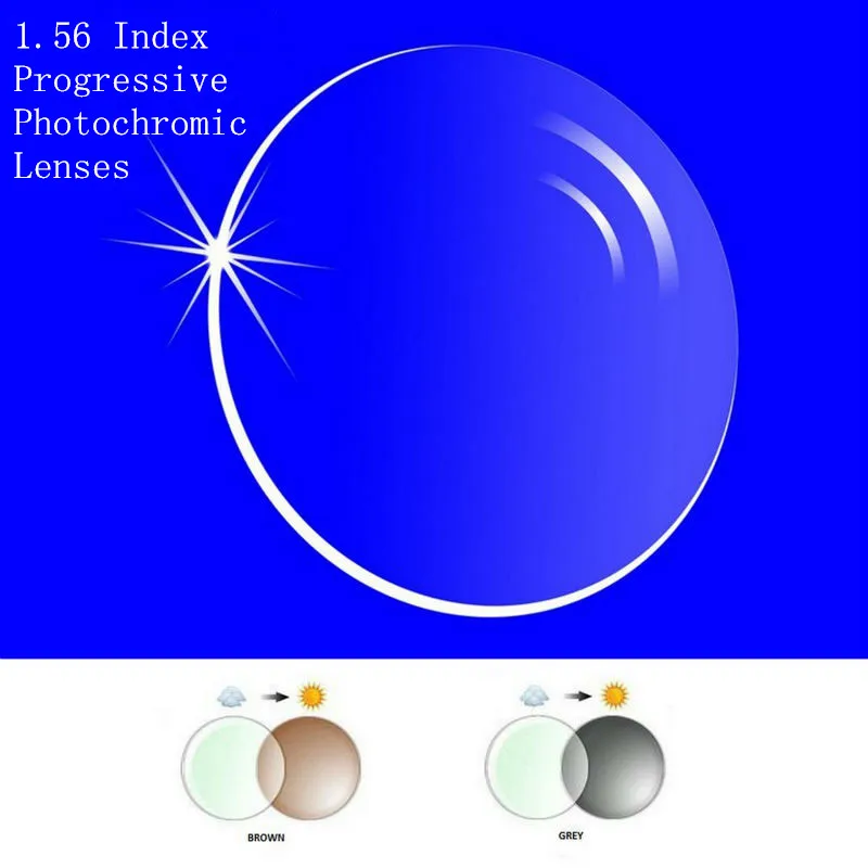 1.56 Index Prescription Progressive Photochromic Lenses Free Form Multi Focal Lens without line for Transit Grey Brwon Lenses