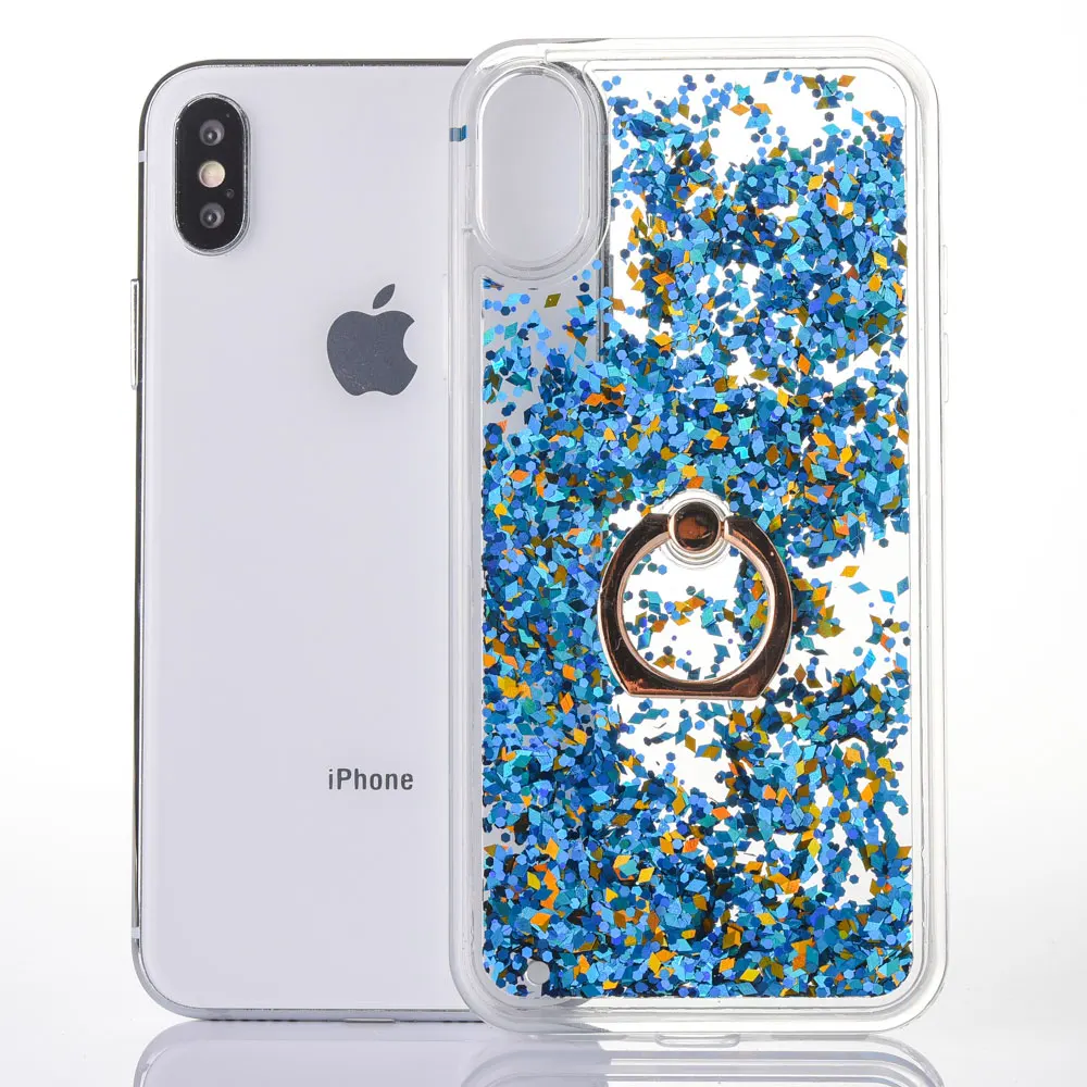 FQYANG палец кольцо чехол для телефона для IPHONE XS X 8 Звезда любви, динамическая жидкость мягкий чехол из поликарбоната+ ТПУ чехол для телефона для IPHONE 8 Plus 7P 6S Plus чехол