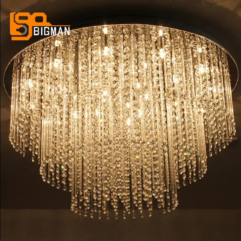

modern round crystal chandelier LED ceiling fixtures for living room bedroom lamp