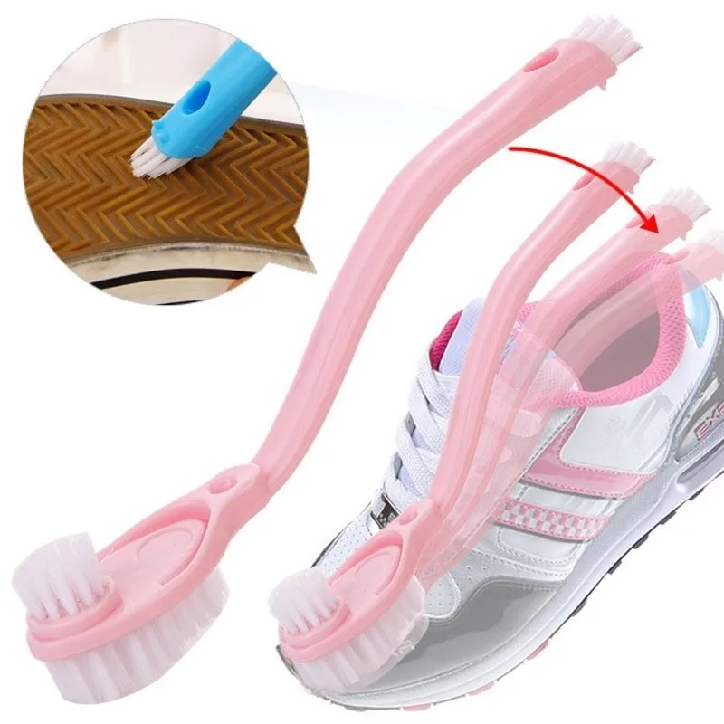 1 pc High Quality Shoes Cleaning Brush Long Handle Double Sides Brush