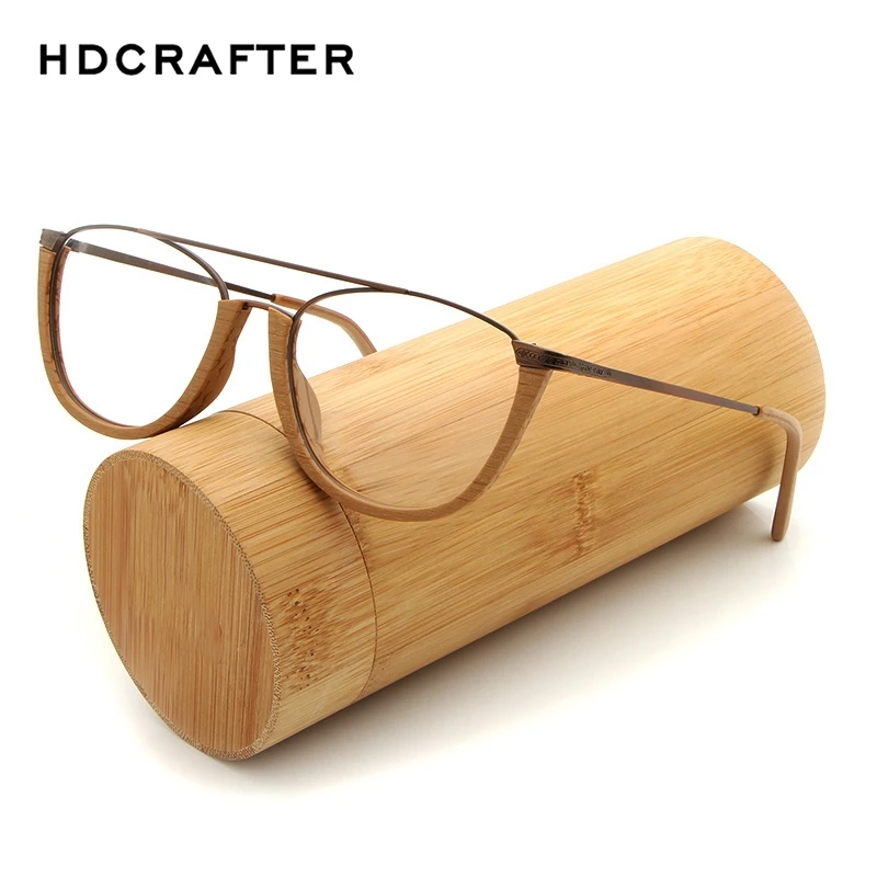Hdcrafter Vintage Wooden Eyeglasses Frames Menwomen Wood Metal Reading