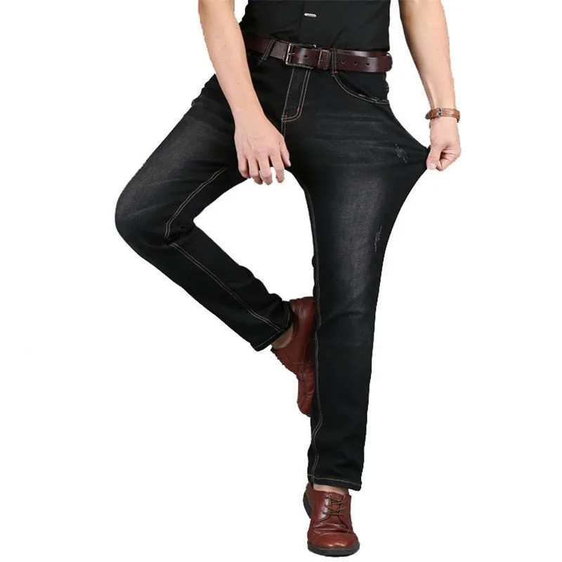 

Black Jeans Men Regular Fit Denim Elastic Jeans Original Brand Jeans Plus Size Formal Men`s Stretch Jeans Blue Light Blue
