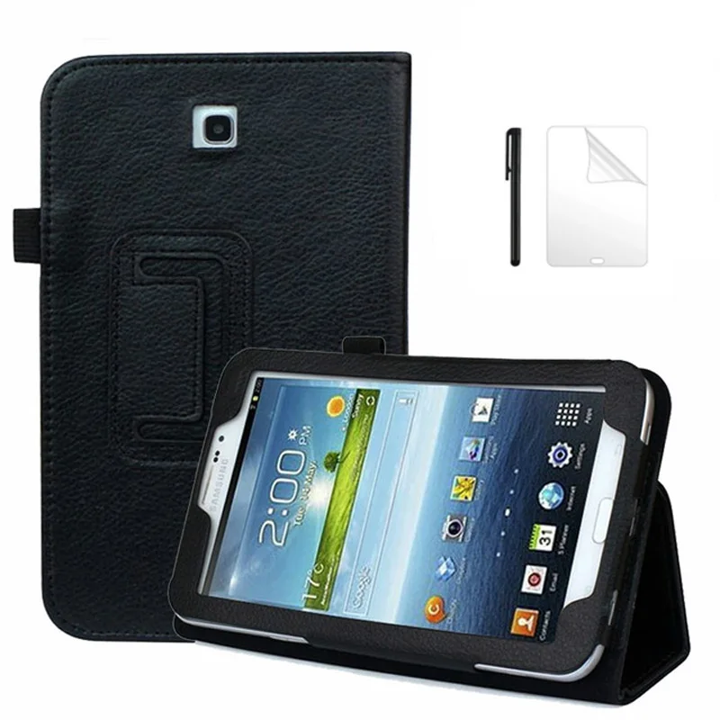 

Flip Litchi Style Protective PU Leather Case for Samsung Galaxy Tab 3 7.0 T210 T211 Cover for Samsung P3200 7 inch case +Film