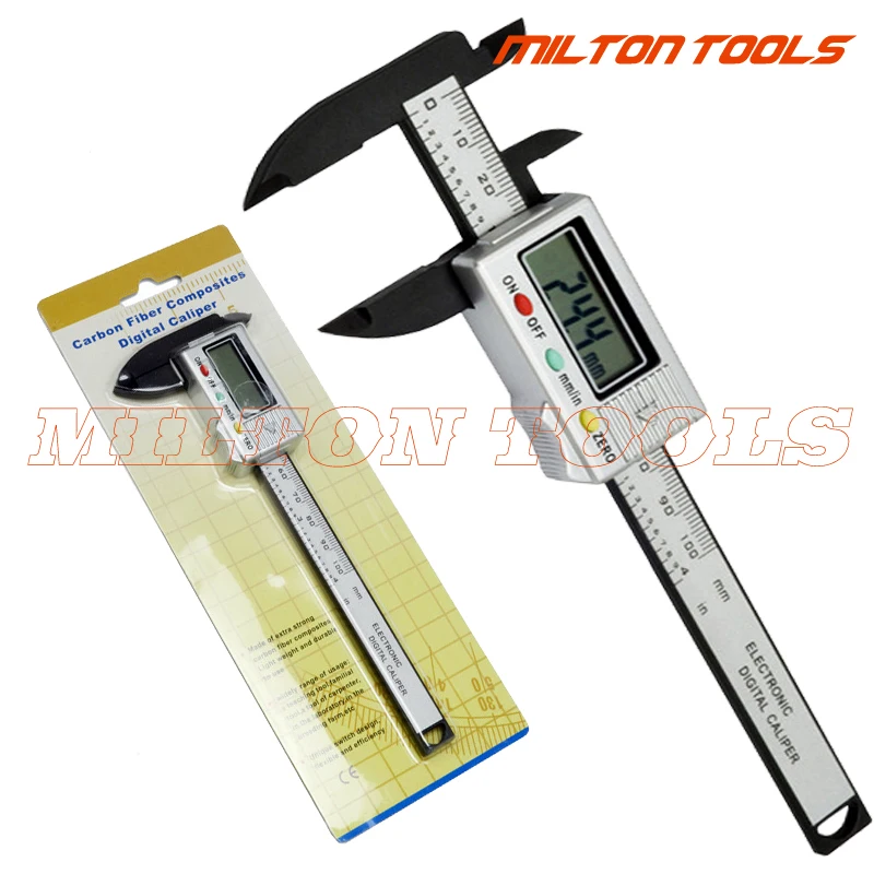 

Factory-outlet! 150mm/6" or 100mm/4inch Carbon Fiber Digital Caliper Vernier Caliper gauge electronic plastic caliper
