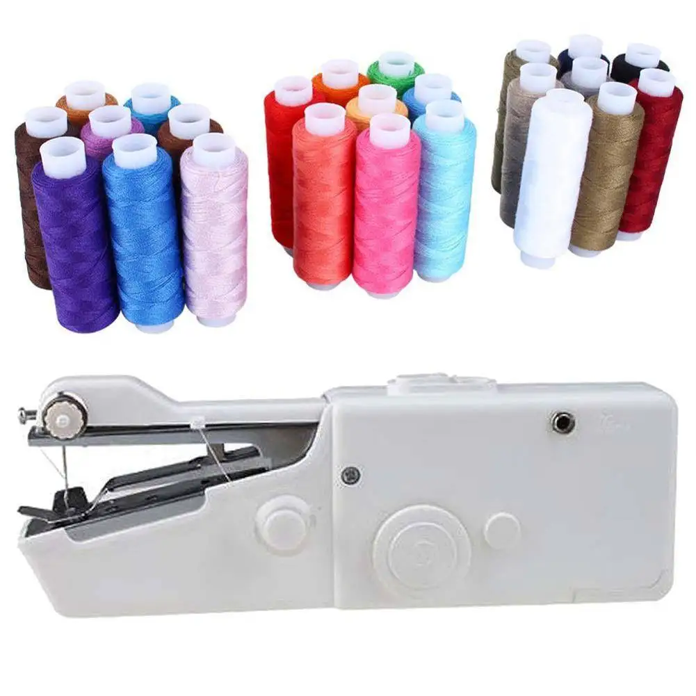 1 Set Mini Handheld Sewing Machine With 24 Spools Set thread Mixed