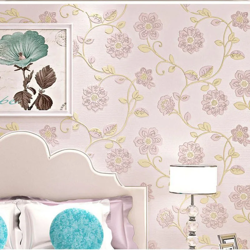 Bedroom wallpapers flower Pink floral wall paper roll for walls 3D Wall