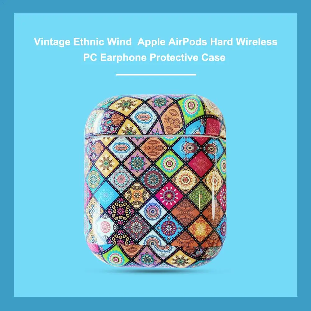Case For Airpods Apple Wireless Bluetooth Headset Retro Style Vintage Ethnic All Inclusive PC Water Stickers Hard Shell