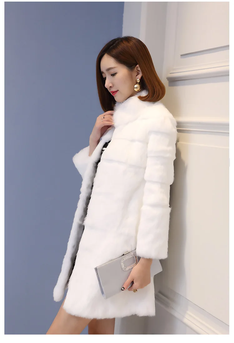 Настоящий натуральный Полный Пелт кроличий мех пальто Женская куртка на заказ любой размер