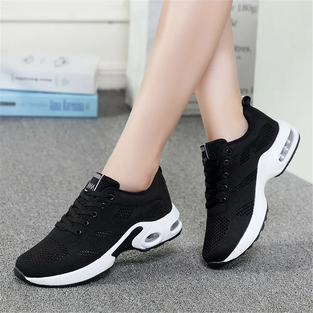Для женщин с воздушной подушкой; спортивная обувь для бега; обувь для тенниса; легкая дышащая Спортивная обувь удобная обувь в сеточку; вразлёт, плетение обувь
