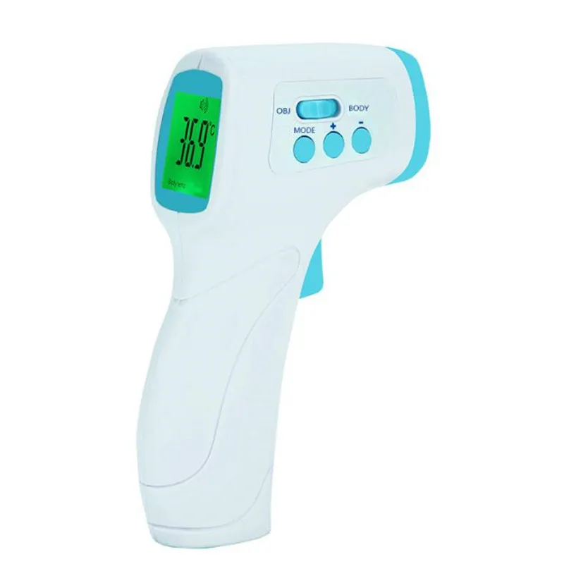 Цифровой термометр инфракрасный Baby взрослых лба Бесконтактный инфракрасный термометр с ЖК-дисплей Подсветка termometro infravermelh - Цвет: Синий