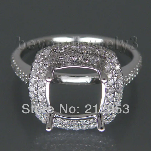 

Solid Engagement Rings Cushion White Gold 14K 8mm Setting Vintage Ring WU136