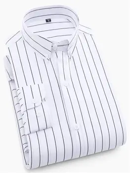 

Mens Long Sleeve Stylish Floral Polyester Print Thin Dress Shirt Striped/Plaid Pattern Slim Fit Smart Casual Button Down Shirts