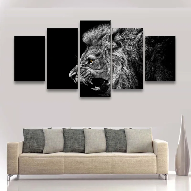 5 pieces high-definition print animals sion canvas painting poster and wall art living room picture B-056 (1)