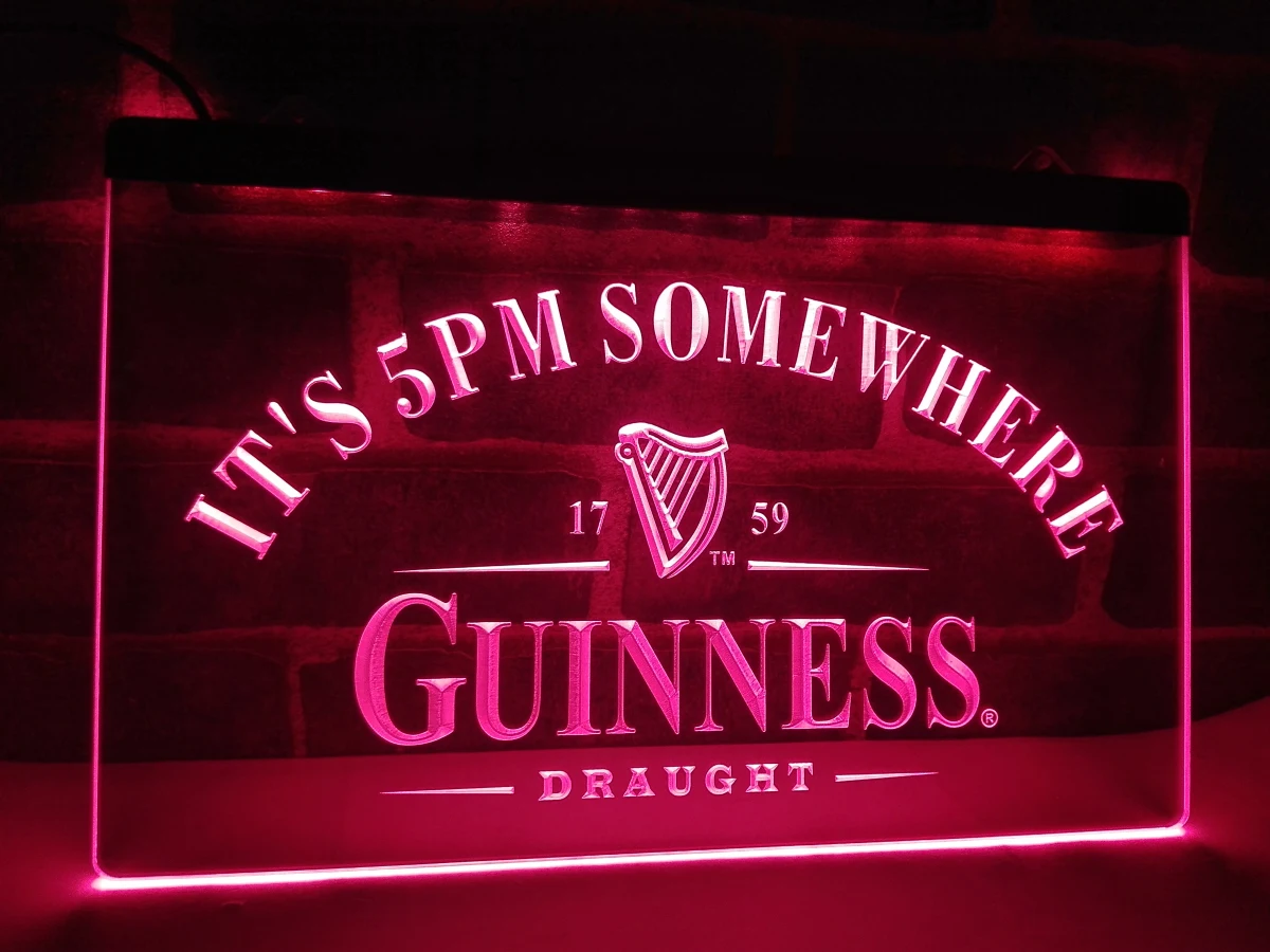 LA091 Guinness It's 5 pm где то светодиодный неоновый светильник|home decor|crafts lightingcraft decoration |