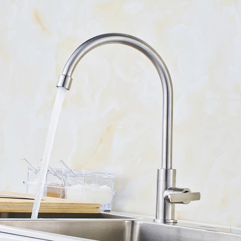 Fapully Kitchen Faucets Stainless Steel Nickel Brushed Brass Kitchen Hot and Cold Taps Single Handle Mixer Faucets 935-33N-SS Fapully Kitchen Faucets Stainless Steel Nickel Brushed Brass Kitchen Hot and Cold Taps Single Handle Mixer Faucets 935-33N-SS