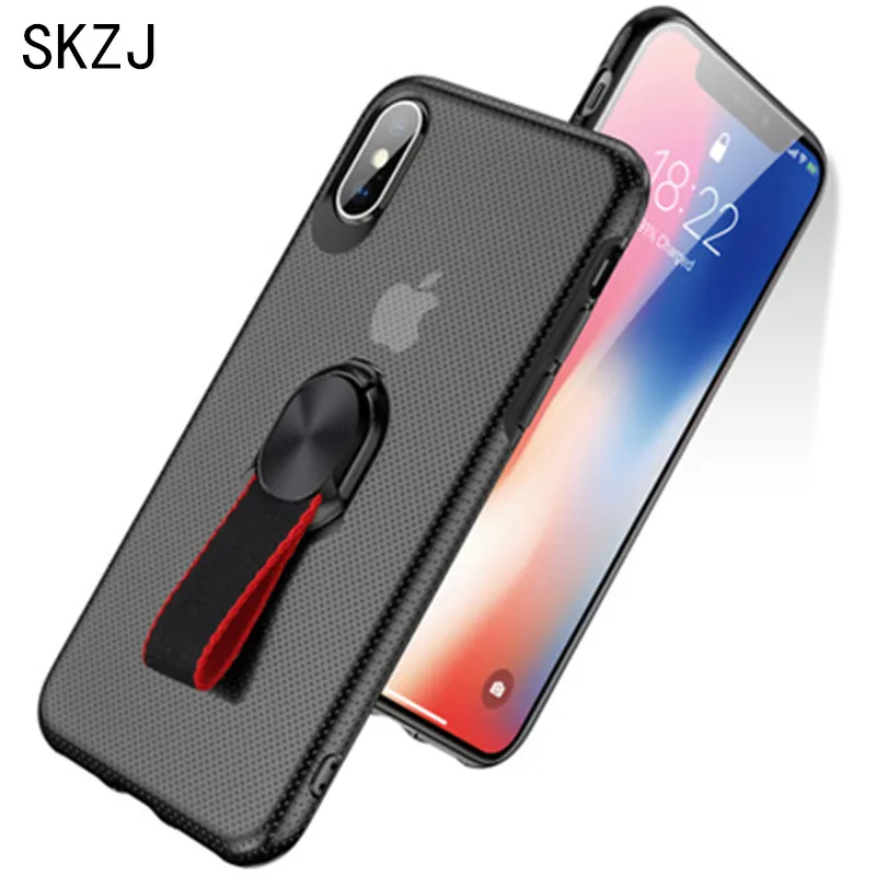 

SKZJ Soft TPU Phone Case Cover With Finger Ring Metal Magnetically Aspirated Buckle For IphoneX 7 8 6 6s 6s Plus Handset shell