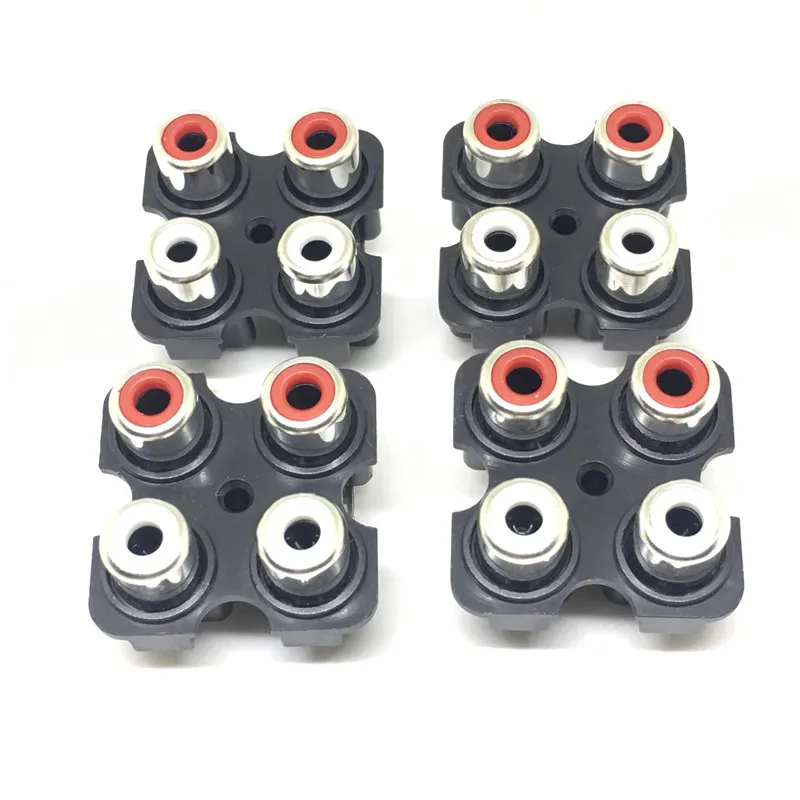 HFES 2 Pcs PCB Mount AV Concentric Outlet 4RCA Female Jack Socket 5