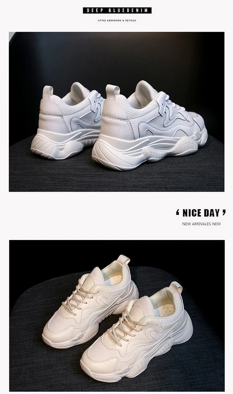 Новинка года; женские кроссовки на платформе; Chaussure; обувь для бега; женские спортивные дышащие белые кроссовки, визуально увеличивающие рост; HE-36