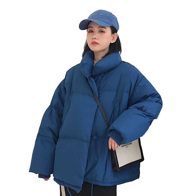 

2018 Women Winter New Parkas Ladies Fashion Long Sleeve Stand Collar Thick Jacket Casual Loose Oversize Wadded Cotton Coat Z261