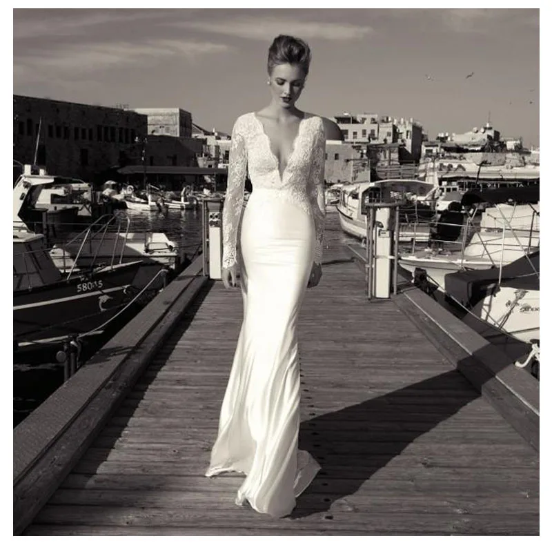 LORIE Boho Trouwjurk Lange Mouwen Kant Applicaties Bruid Jurk Sexy Diepe V-hals robe de mariee Bruidsjurken Floor lengte LORIE Boho Trouwjurk Lange Mouwen Kant Applicaties Bruid Jurk Sexy Diepe V-hals robe de mariee Bruidsjurken Floor lengte