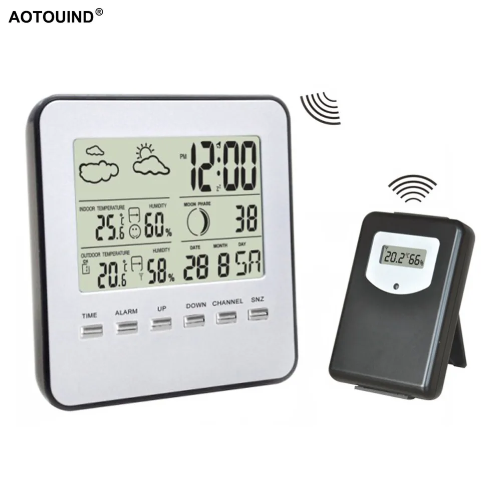 

AOTOUIND Professional Temperature Instrument Digital Wireless Weather Station with Temperature Humidity Forecast #T04
