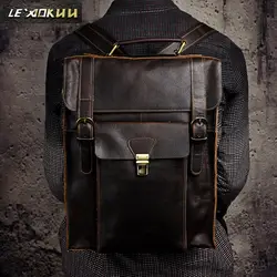 Оригинальный кожаный дизайнерский Университет Студенческая школьная книга сумка мужской модный рюкзак дорожная сумка для ноутбука 2106