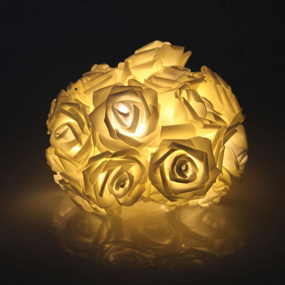 

New 2M Rose Flower Battery Operated Lights 20 LED Fairy String Wedding Party decor